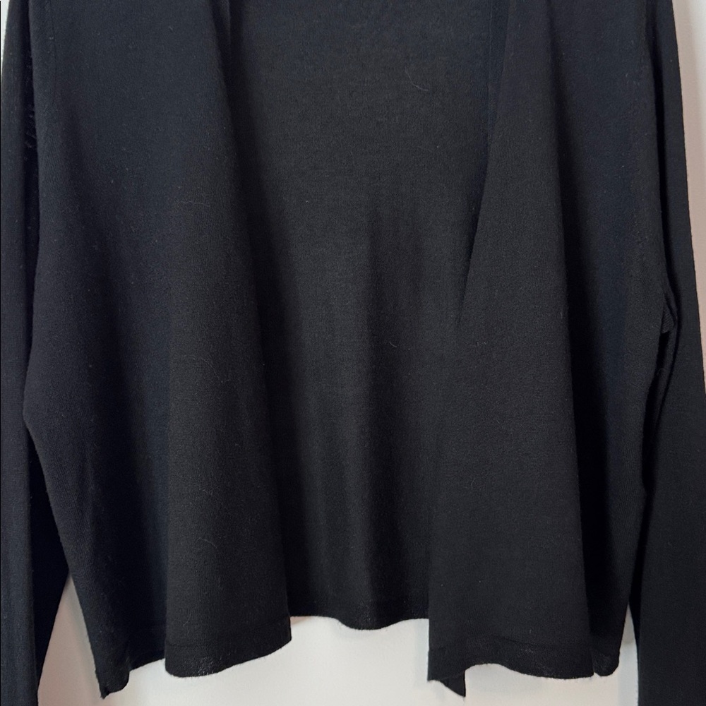 Eileen Fisher Black Open-Front Cropped Cardigan - Picture 2 of 7